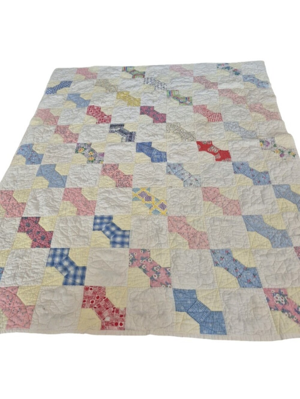 Vintage Handmade Quilt 64" X 76" With Flaws